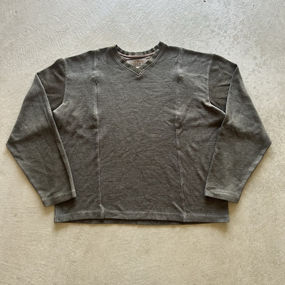 Vintage Guess Jeans Sweater‎ Size XXL Olive Green Pullover Pockets